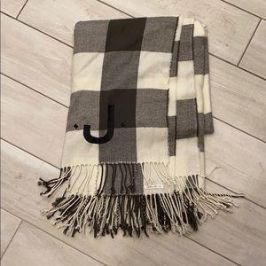 Embroidered “J” Pottery Barn Throw